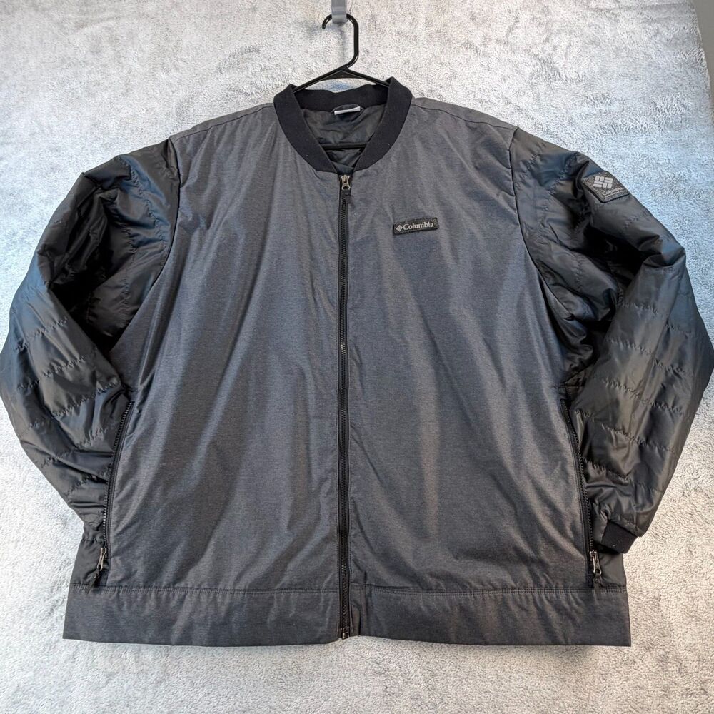Columbia Bomber Jacket Mens XXL Insulated Full Zip Gray Athletic